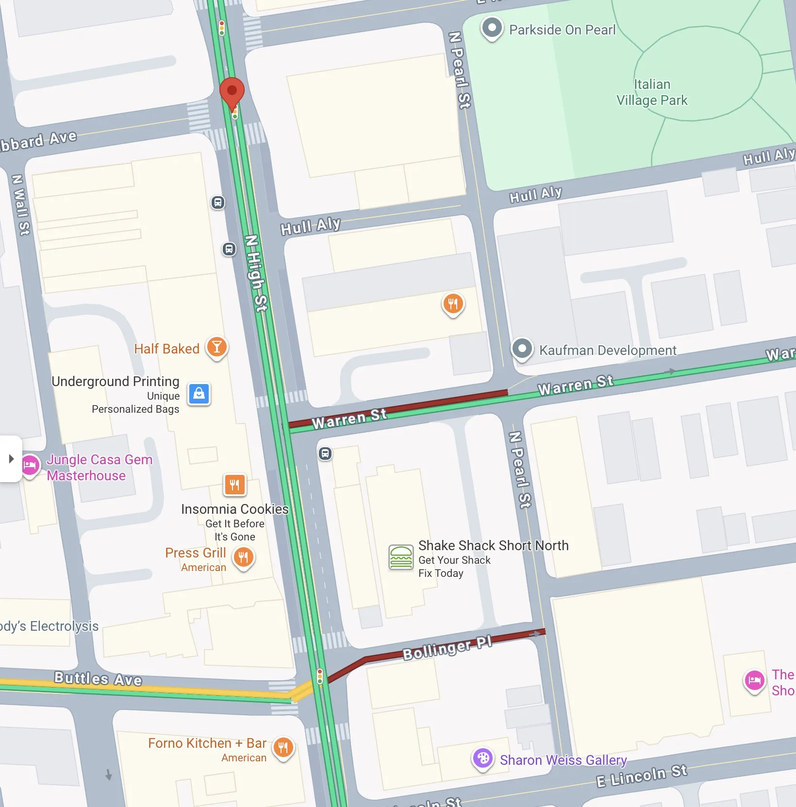 map screenshot showing location of sharon weiss gallery