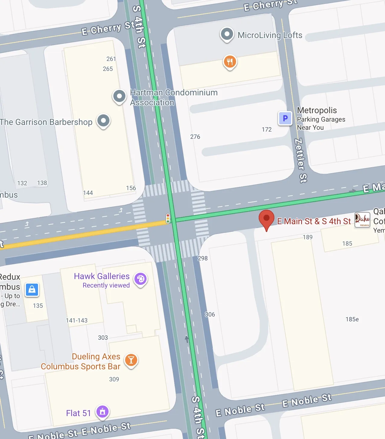 map screenshot of hawk galleries location